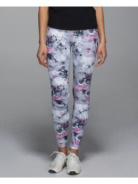 Lululemon Wunder Under Pant *Full-On Luon Roll Down Moody Mirage White Navy 6